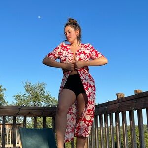 Vintage Seret size 5/6 red and white dress w white rose buttons